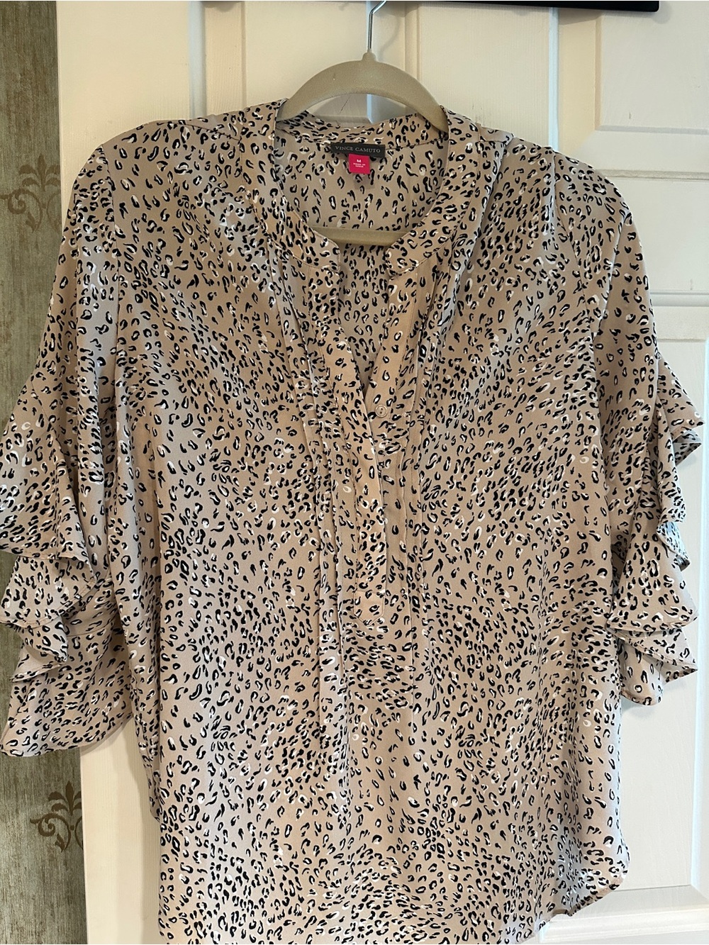 Never worn, flowy, subtle taupe and black animal print,  blouse